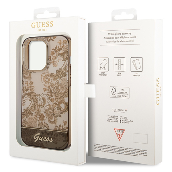 Guess GUHCP14LHGPLHC Apple iPhone 14 Pro ochre hardcase Porcelain Collection