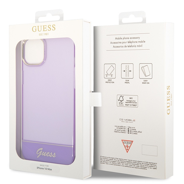 Guess GUHCP14SHGCOU Apple iPhone 14 purple hardcase Translucent