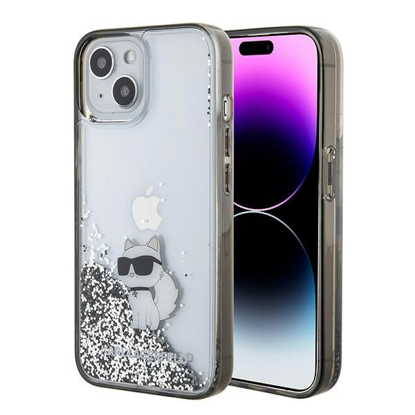Karl Lagerfeld KLHCP15SLKCNSK Apple iPhone 15 hardcase Liquid Glitter Choupette transparent