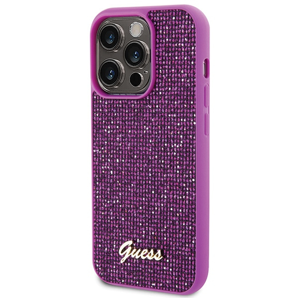 Guess GUHCP15LPMSDGSF Apple iPhone 15 Pro hardcase Disco Metal Script fuschia