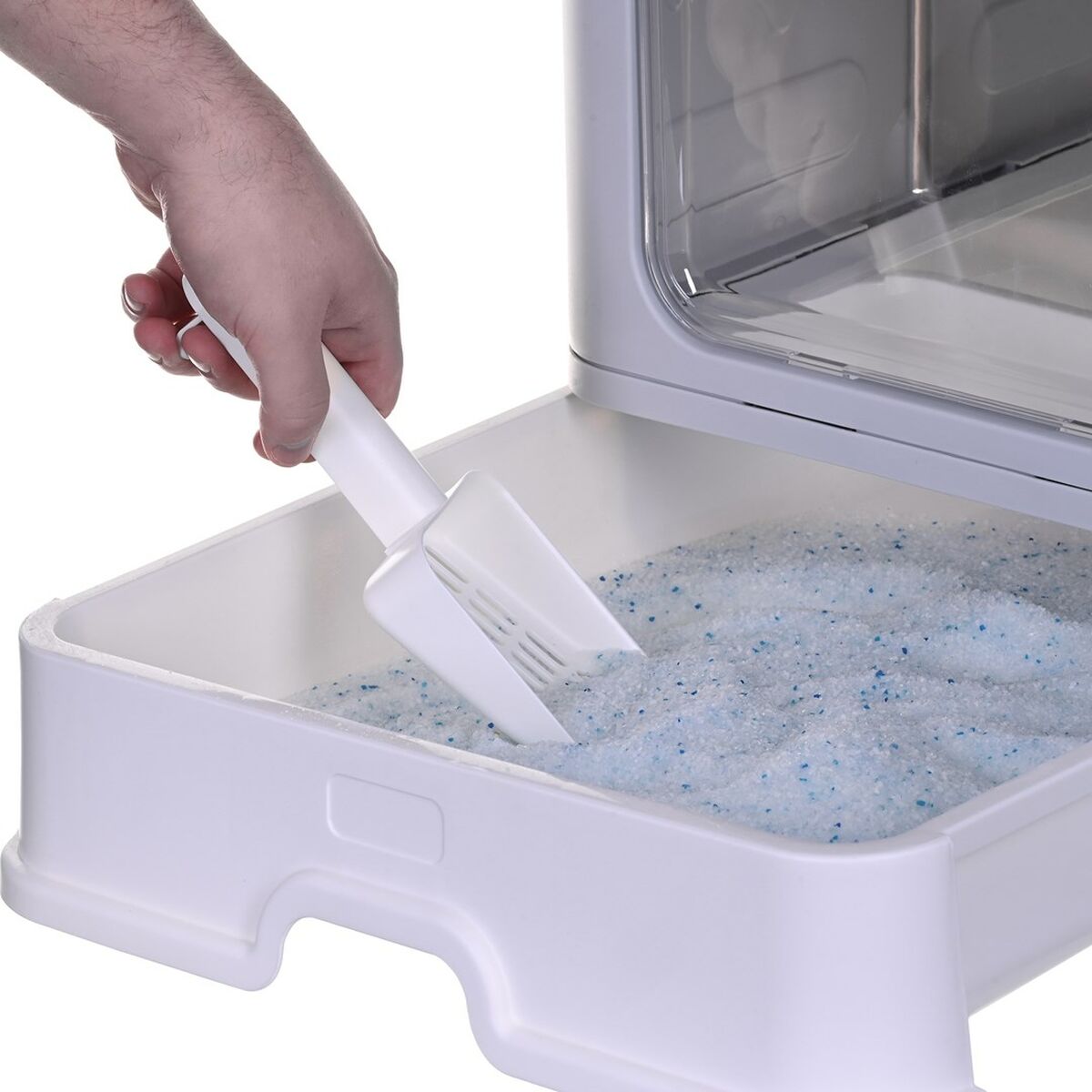 Cat Litter Box Diamentiq Yoko White Grey Plastic Cat Litter Box Diamentiq Yoko White Grey Plastic