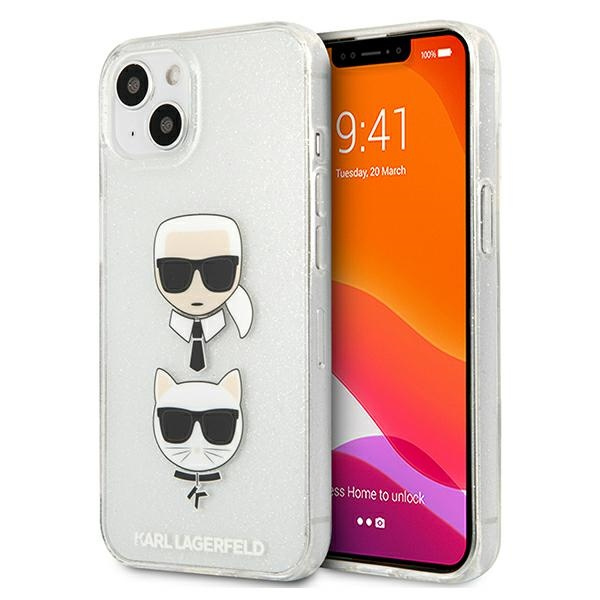 Karl Lagerfeld KLHCP13SKCTUGLS Apple iPhone 13 mini silver hardcase Glitter Karl`s & Choupette