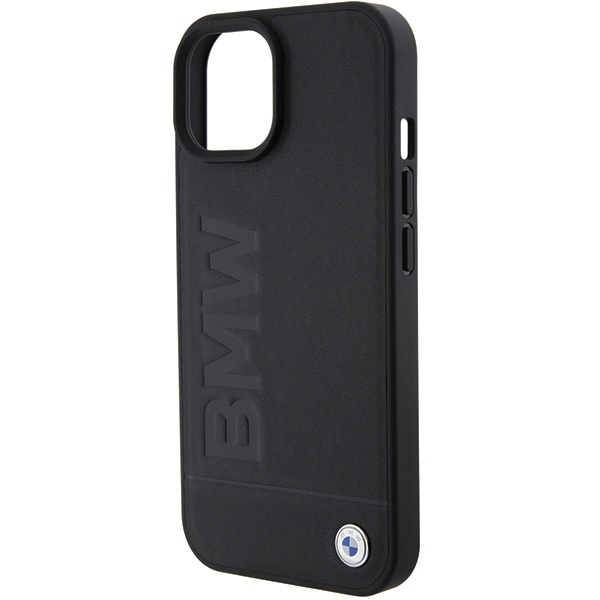 BMW BMHCP15SSLLBK Apple iPhone 15 Leather Hot Stamp black