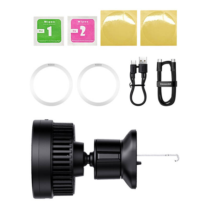 Baseus MagPro 15W car holder for air vent with wireless charging (black)