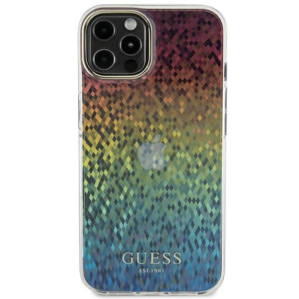 Guess GUHCP12MHDECMI Apple iPhone 12 / 12 Pro hardcase IML Faceted Mirror Disco Iridescent multicoloured