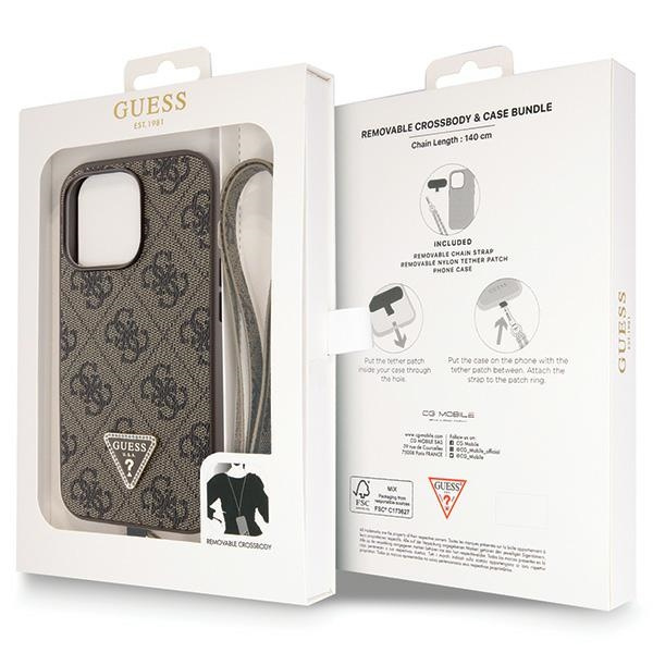 Guess GUHCP13LP4TDSCPW Apple iPhone 13/13 Pro hardcase Crossbody 4G Metal Logo brown
