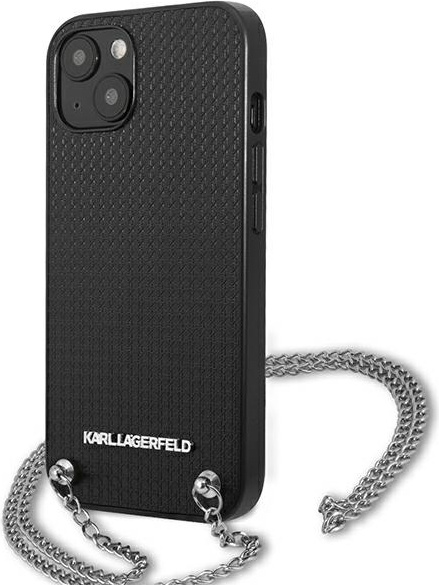 Karl Lagerfeld KLHCP13SPMK Apple iPhone 13 mini hardcase black Leather Textured and Chain