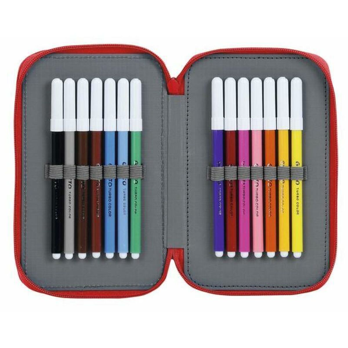 Double Pencil Case Real Sporting de Gijón White Red (28 pcs)