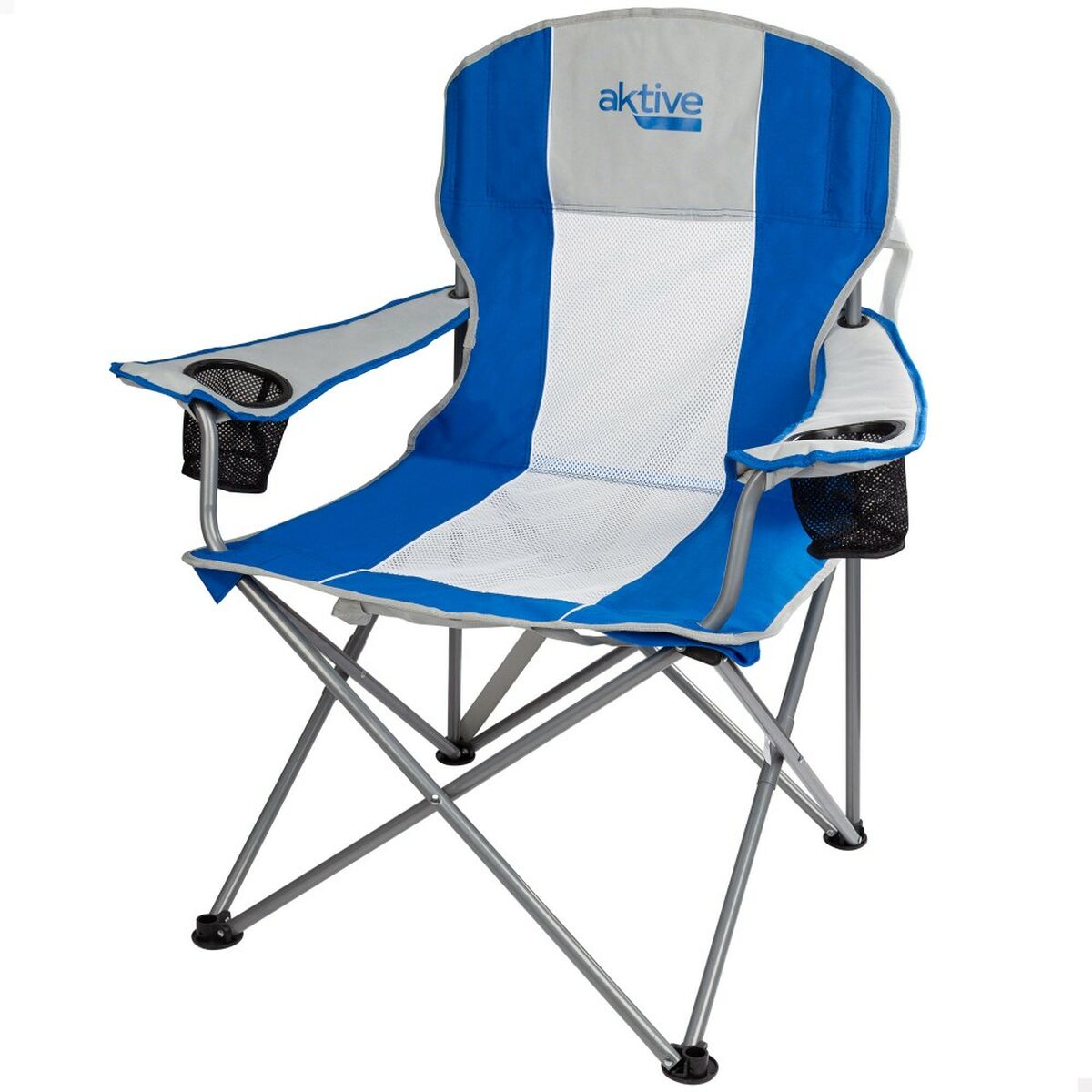 Foldable Camping Chair Aktive Grey Blue 57 x 97 x 60 cm (4 Units)