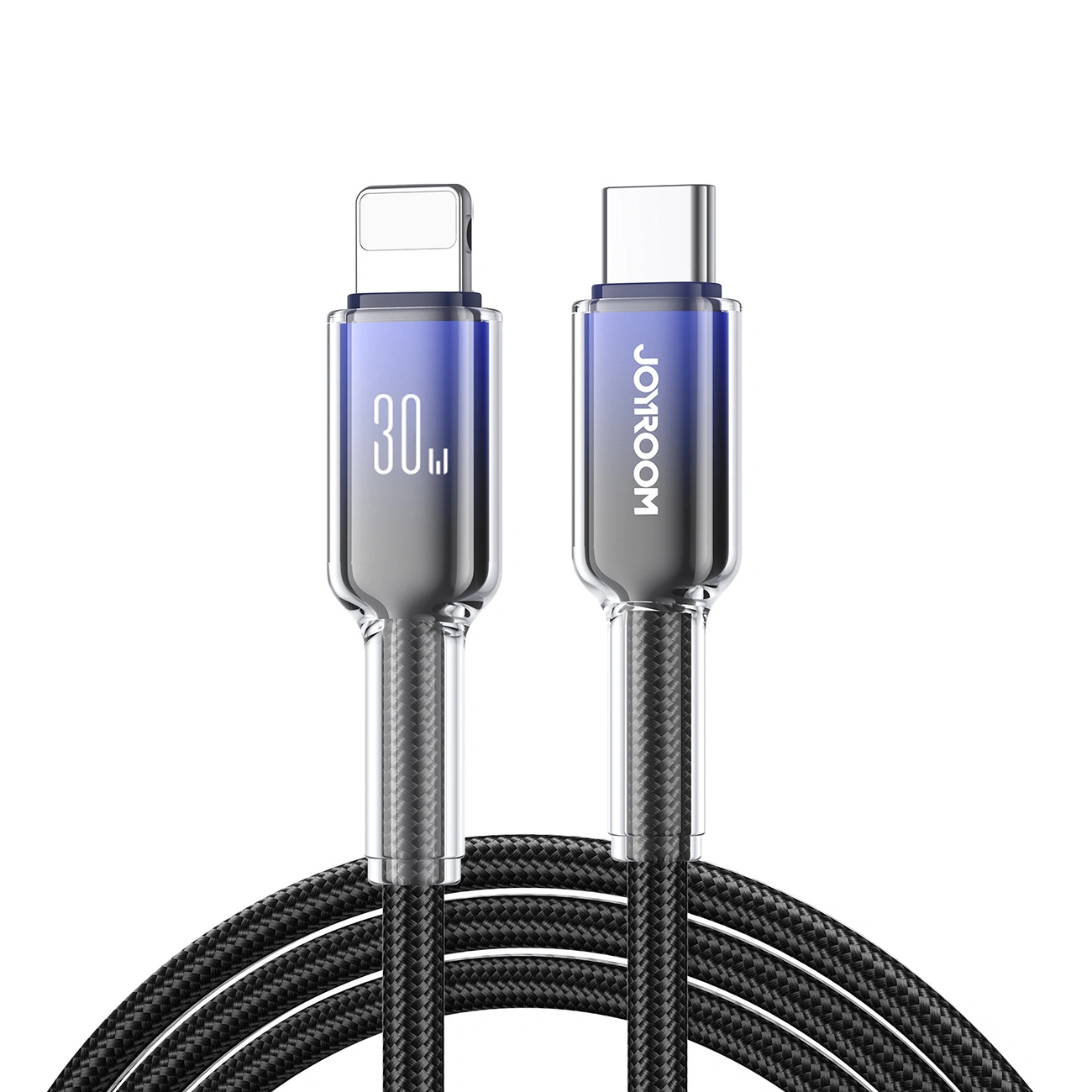 Joyroom S-A42 Crystal-Clear Series 30W USB-C / Lightning cable 1.2m black