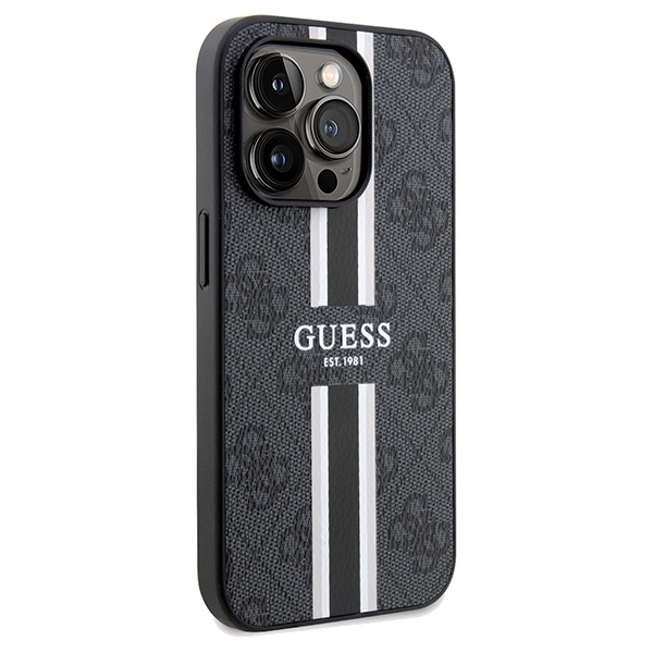 Guess GUHMP15XP4RPSK Apple iPhone 15 Pro Max hardcase 4G Printed Stripes MagSafe black