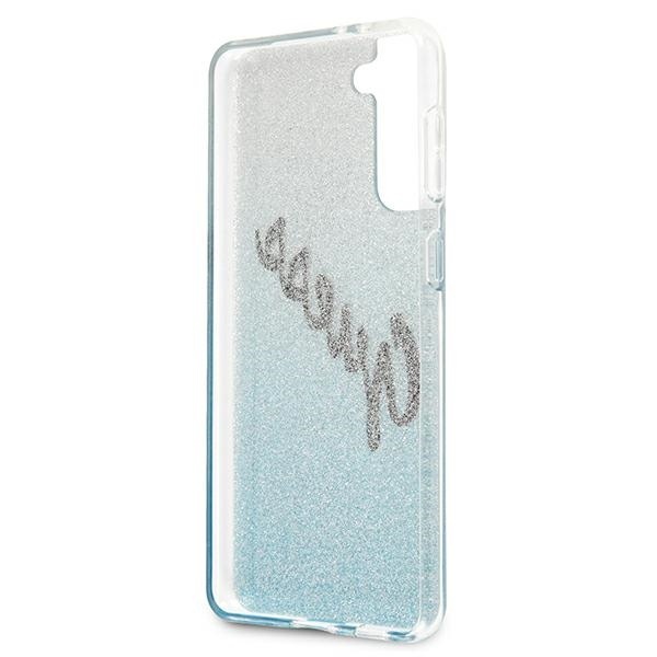 Guess GUHCS21MPCUGLSBL Samsung Galaxy S21+ Plus blue hardcase Glitter Gradient Script