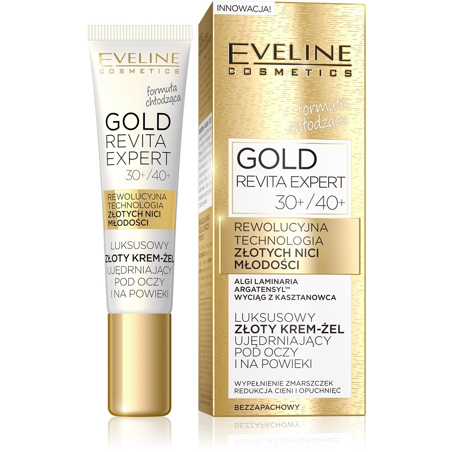 Eveline Gold Revita Expert 30+/40+ Luksusowy złoty Krem-żel ujędrniający pod oczy i na powieki  15ml