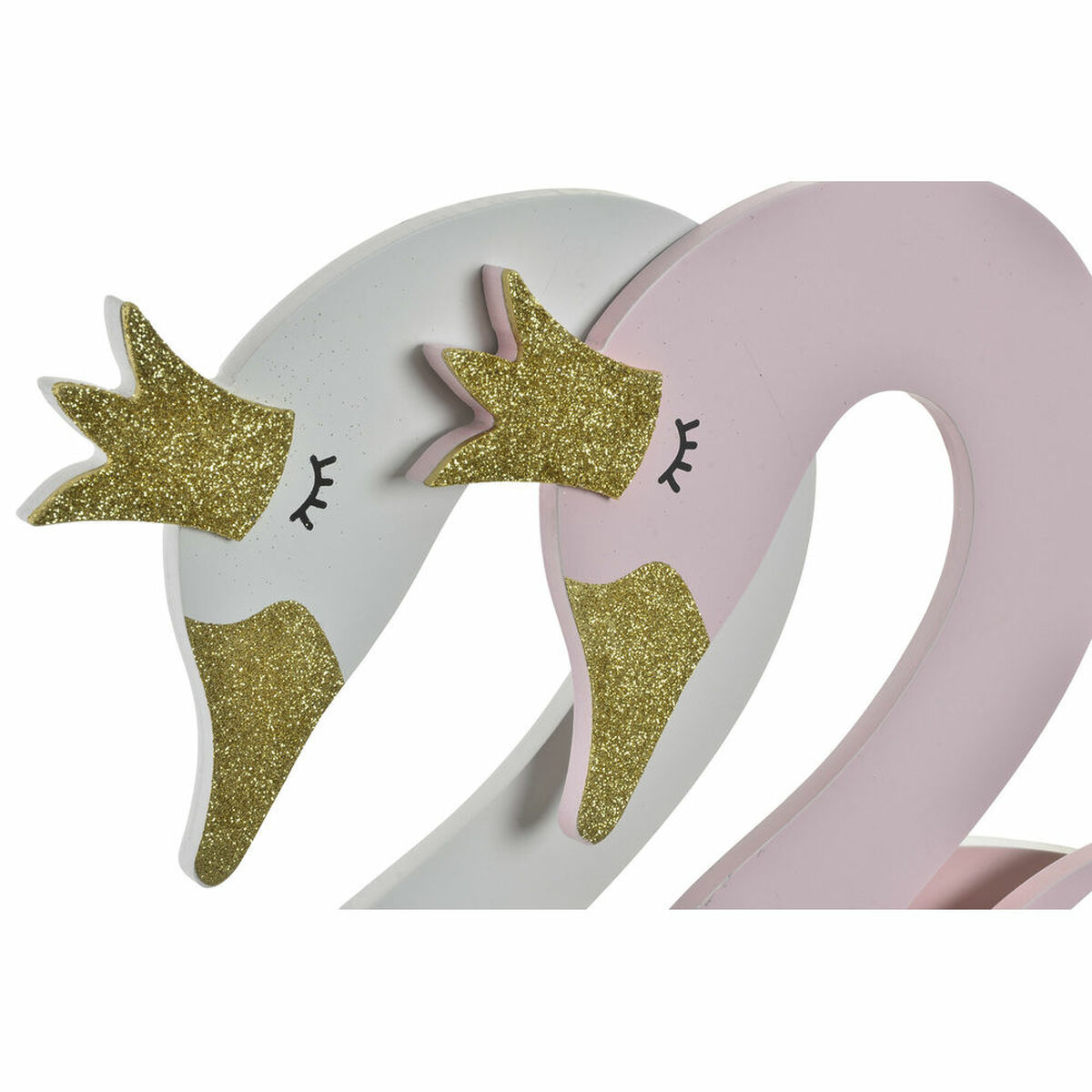 Wall mounted coat hanger DKD Home Decor White Light Pink Wood Children's Swan 40 x 4 x 38,5 cm (2 Units)