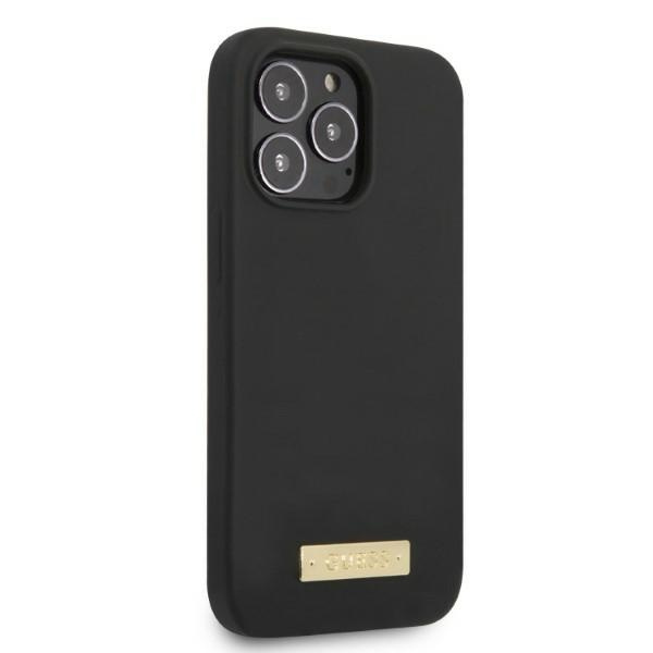 Guess GUHMP13XSPLK Apple iPhone 13 Pro Max black hard case Silicone Logo Plate MagSafe