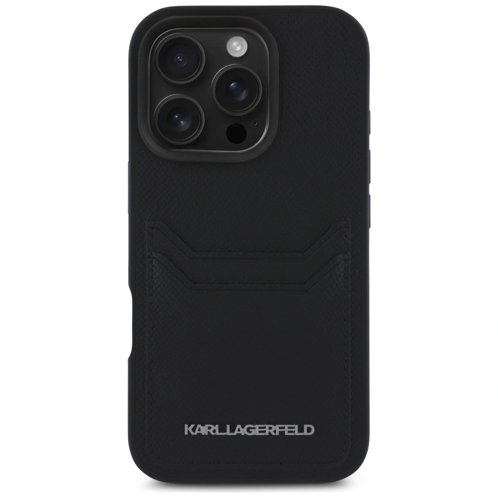 Karl Lagerfeld HC Grained PU Cardslot Metal Elong Apple iPhone 16 Pro Max black