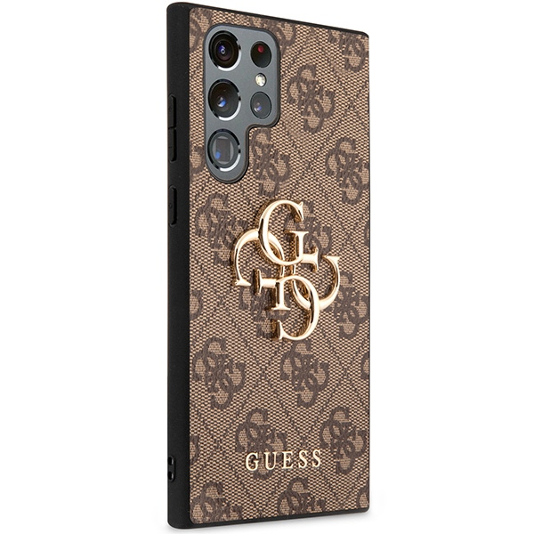 Guess GUHCS23L4GMGBR Samsung Galaxy S23 Ultra brown hardcase 4G Big Metal Logo