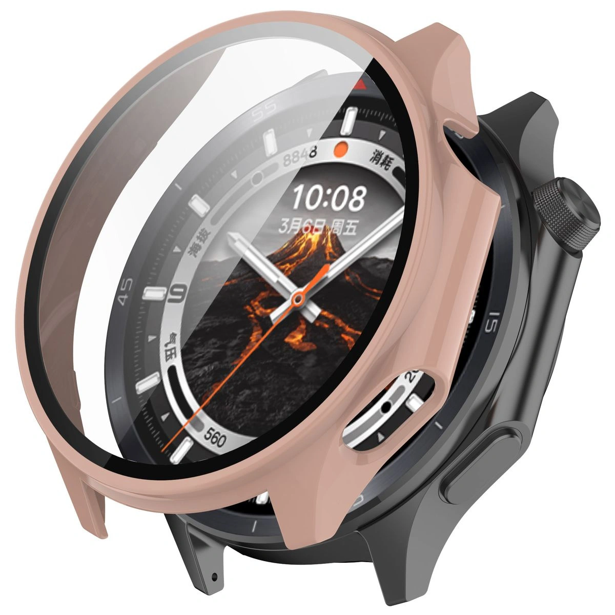 Bizon Case+Glass Watch OnePlus Watch 3 / Oppo Watch X2 pink