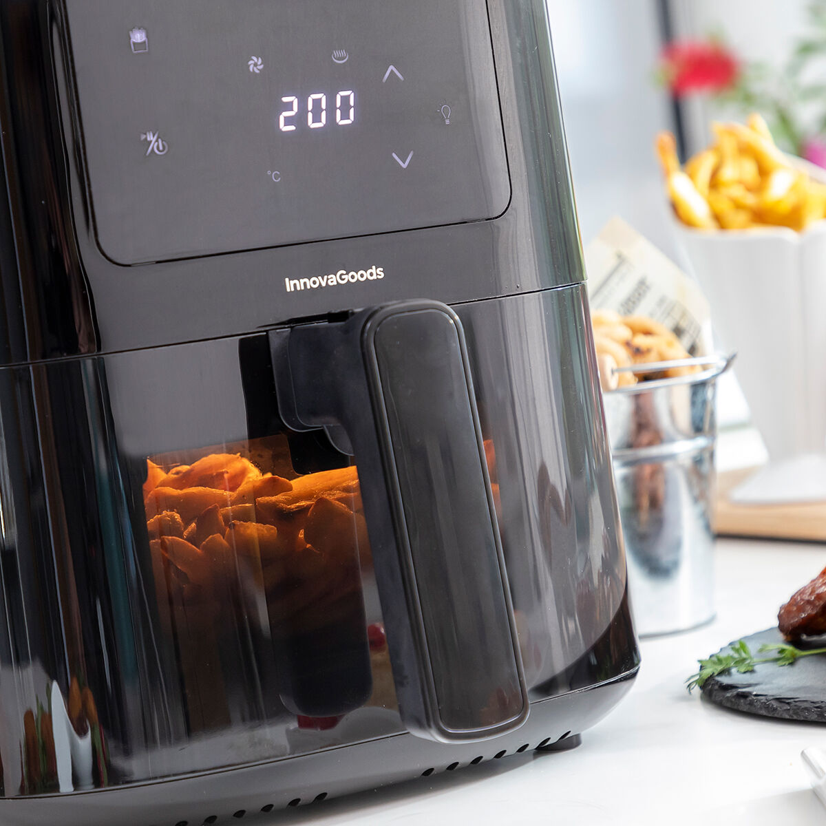 Oil-free Fryer with Weighing Scale InnovaGoods Fryinn Balance 5000 Black Stainless steel 1500 W 5 L Oil-free Fryer with Weighing Scale InnovaGoods Fryinn Balance 5000 Black Stainless steel 1500 W 5 L