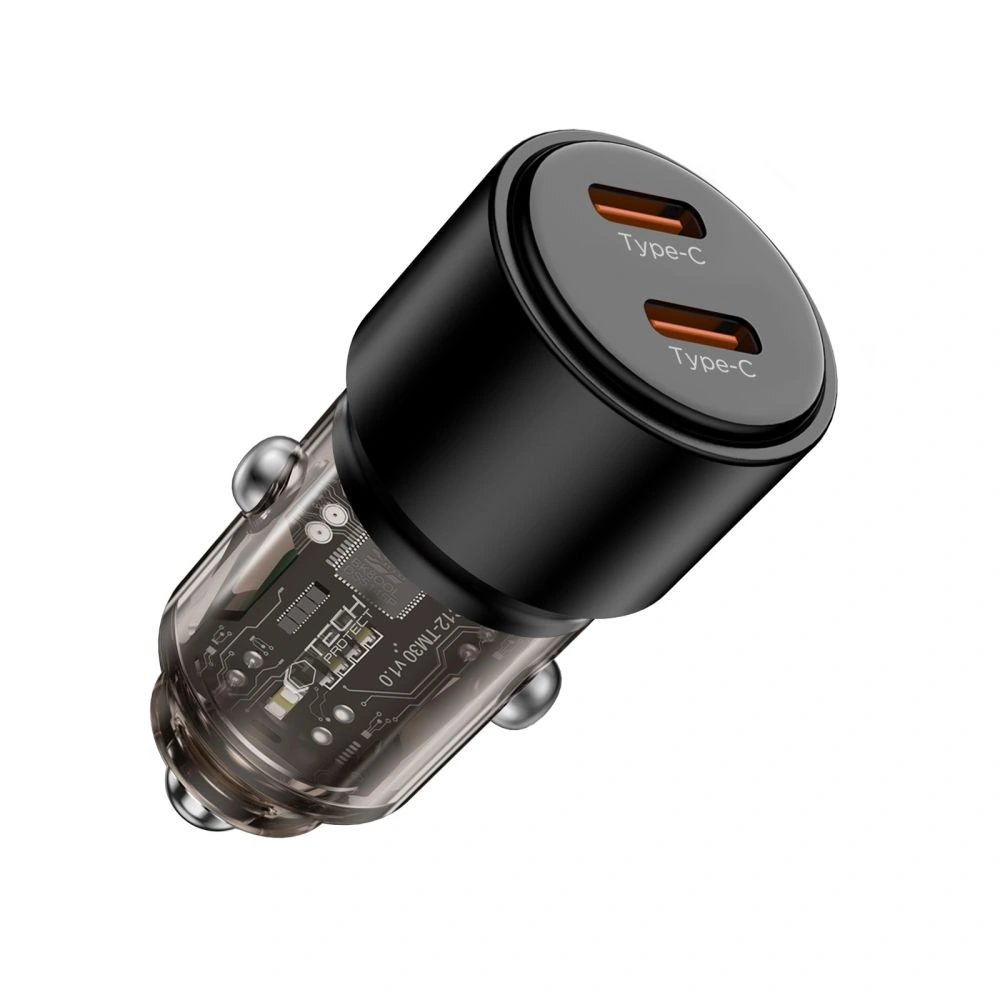 Tech-Protect CC03 2-port 2xUSB-C Car Charger PD 100W Black