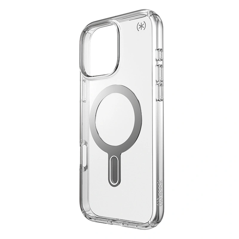 Case Speck Presidio Perfect-Clear ClickLock & MagSafe Apple iPhone 16 Pro Max (Clear / Chrome Finish / Serene Silver)