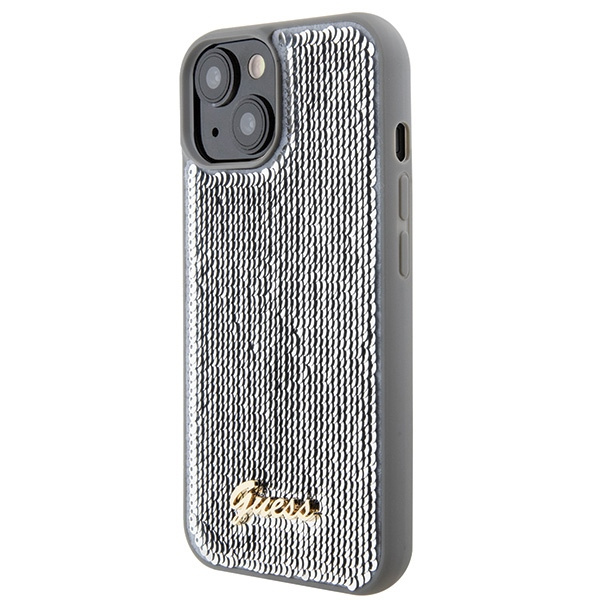 Guess GUHCP15SPSFDGSS Apple iPhone 15 hardcase Sequin Script Metal silver