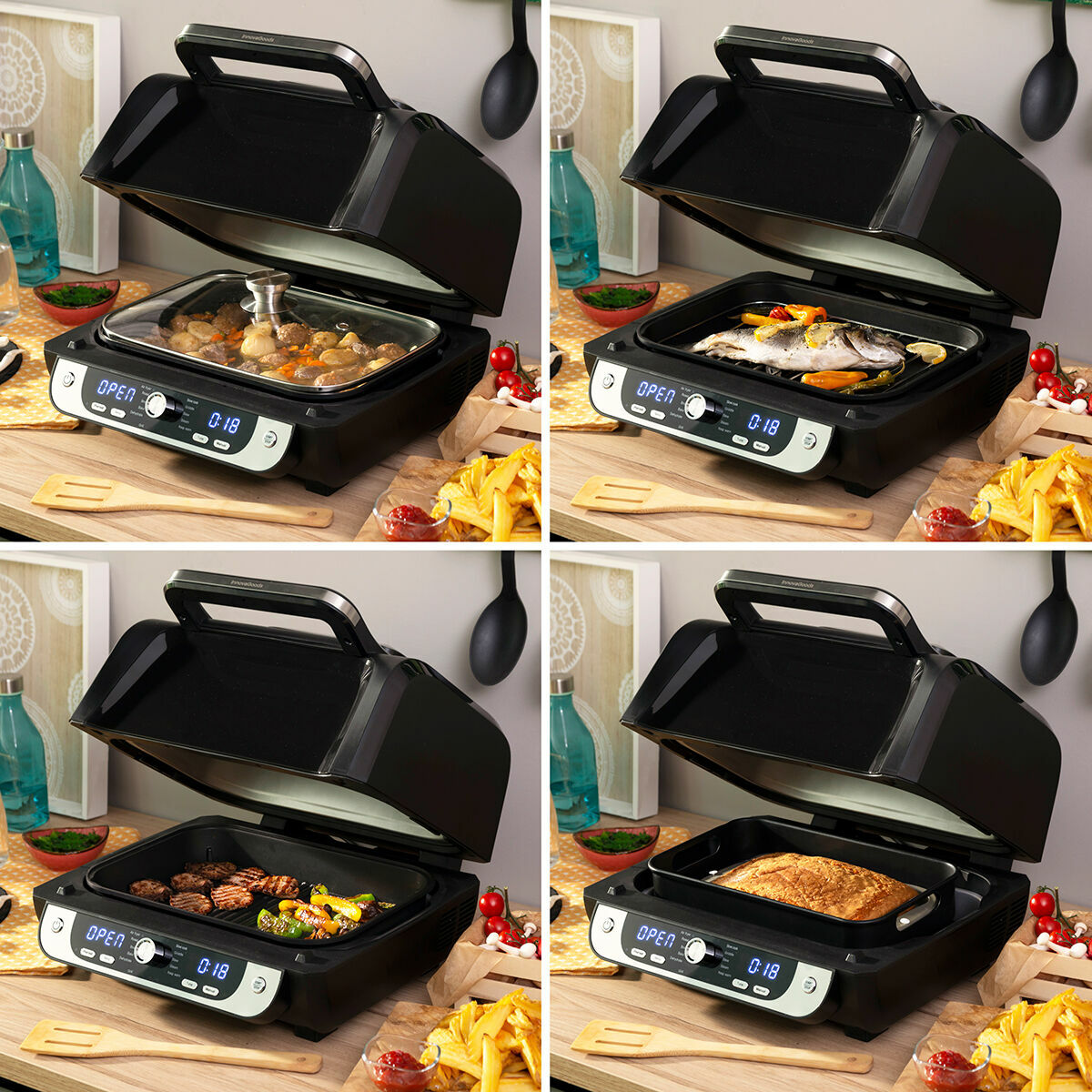 Oil-free Fryer with Grill, Accessories and Recipe Book InnovaGoods Air Fryer Fryinn 12-in-1 6000 Black Steel 6 L 3400 W Oil-free Fryer with Grill, Accessories and Recipe Book InnovaGoods Air Fryer Fryinn 12-in-1 6000 Black Steel 6 L 3400 W