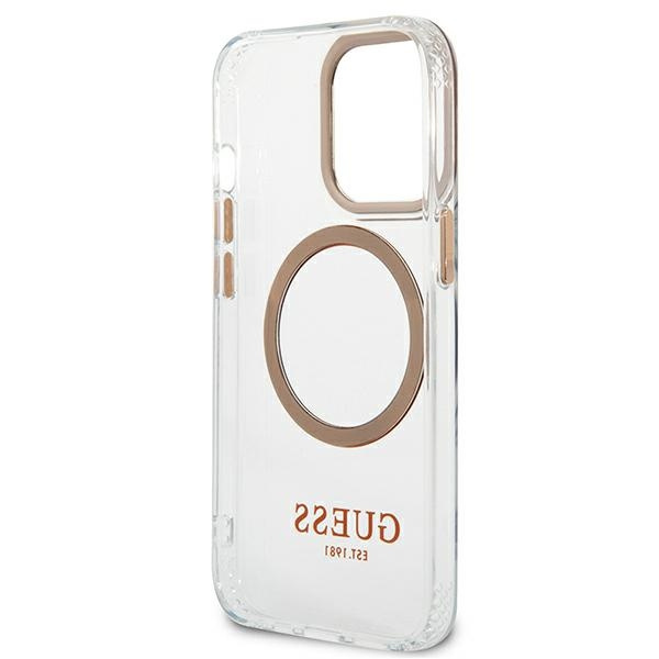 Guess GUHMP13XHTRMD Apple iPhone 13 Pro Max gold hard case Metal Outline Magsafe