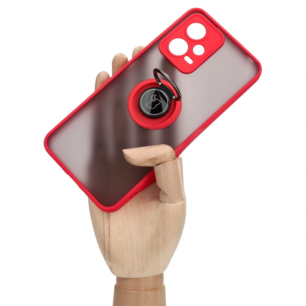Bizon Case Hybrid Ring Xiaomi Poco X5 / Redmi Note 12 5G smoky with a red frame