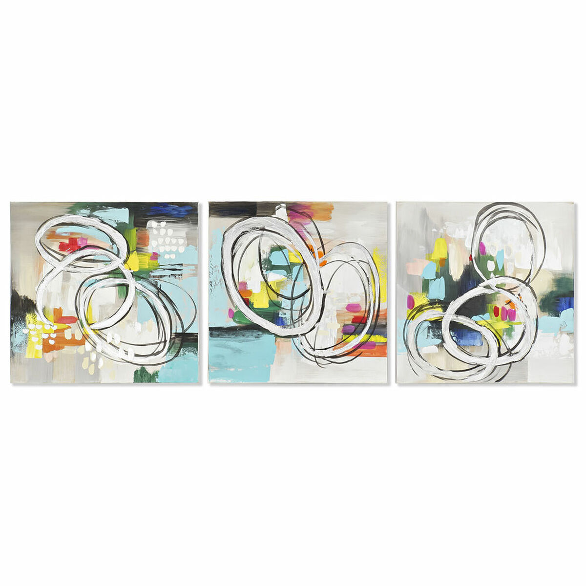 Painting DKD Home Decor 60 x 2,8 x 60 cm Abstract Modern (3 Pieces)
