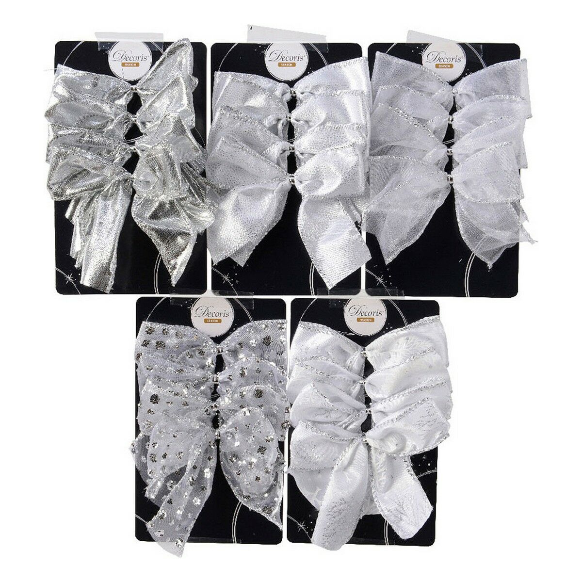 Christmas Decorations Set Silver Loops 8,9 x 11,4 x 3,8 cm (4 Pieces)