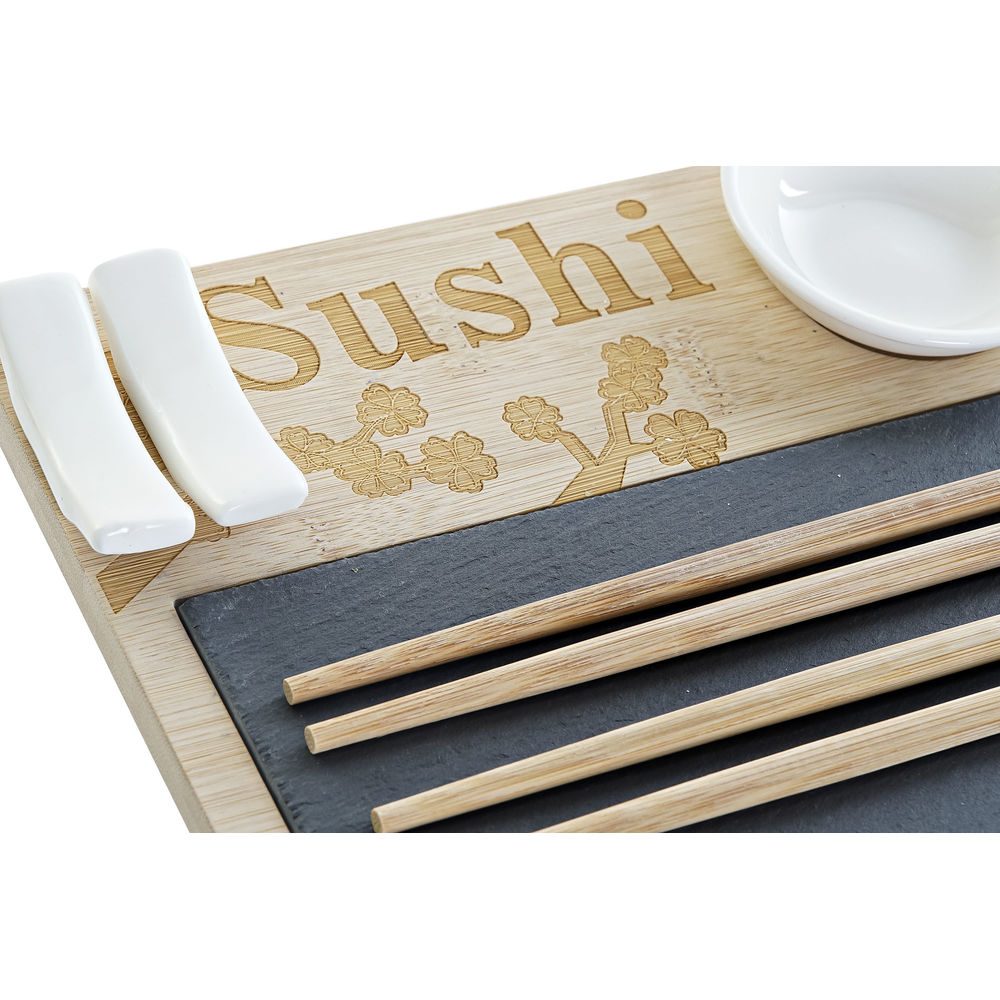 Sushi Set DKD Home Decor PC-186227 28,5 x 18,5 x 2,6 cm Natural Black Board White Oriental (9 Pieces) (28,5 x 18,5 x 2,6 cm)