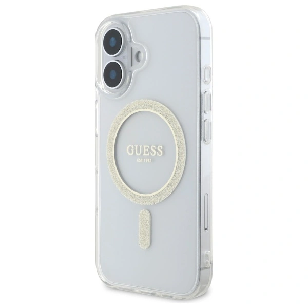 Guess GUHMP16MHFGERET Apple iPhone 16 Plus hardcase IML Glitter Circle MagSafe transparent