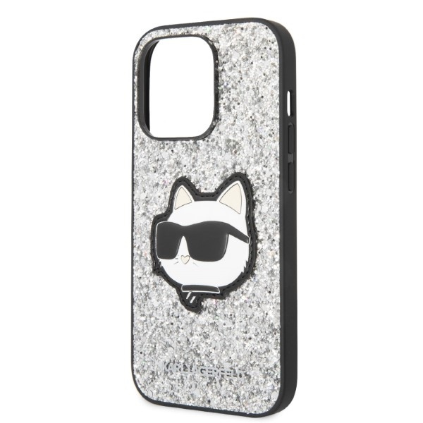 Karl Lagerfeld KLHCP14XG2CPS Apple iPhone 14 Pro Max silver hardcase Glitter Choupette Patch