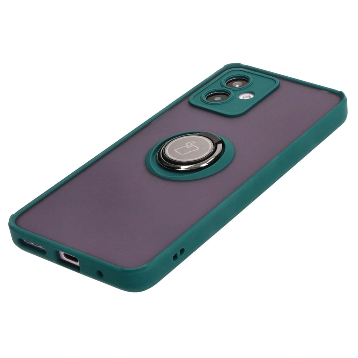 Bizon Case Hybrid Ring Motorola Moto G14 smoky with a dark green frame