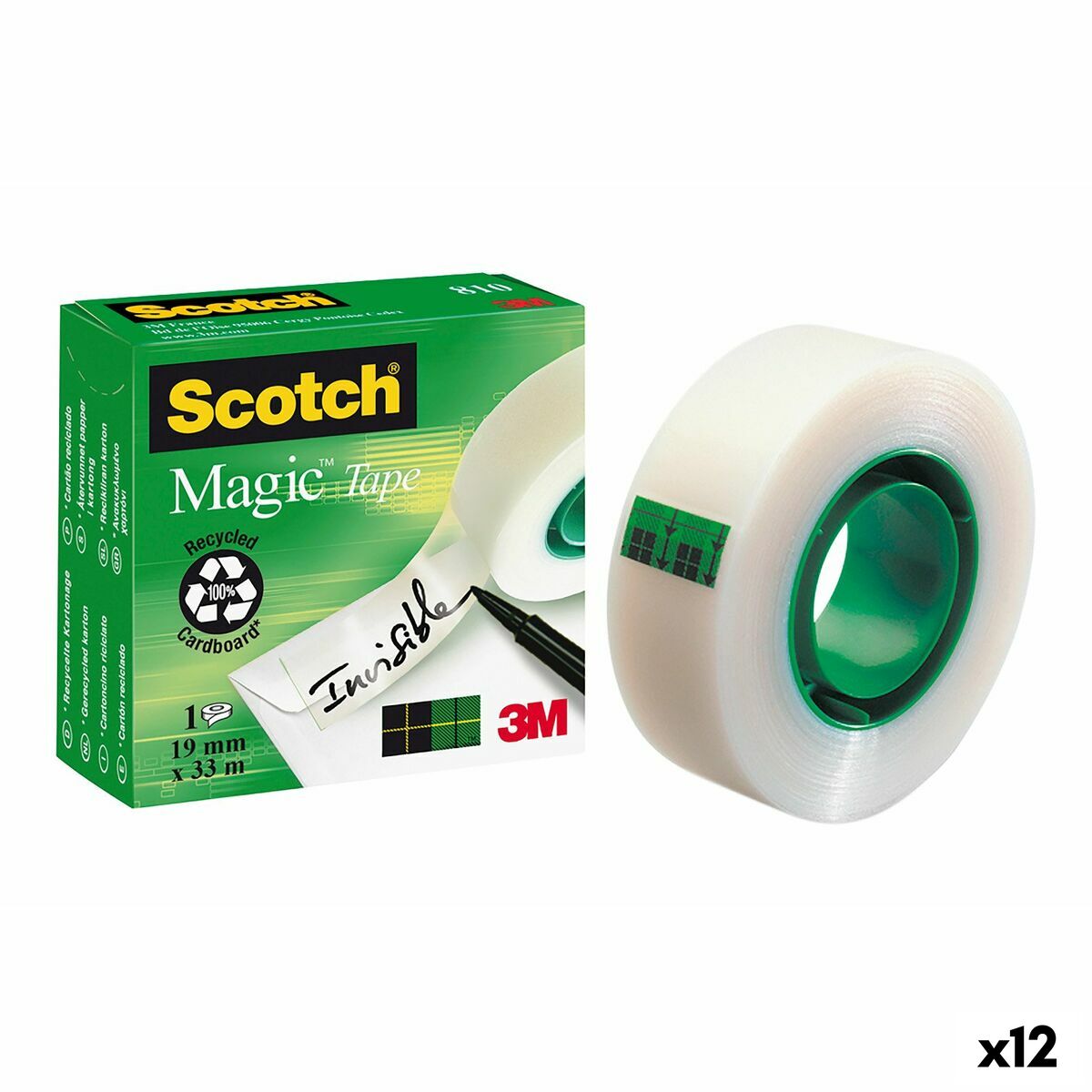 Taśma przylepna Scotch Magic Przezroczysty 19 mm x 33 m (12 Sztuk)