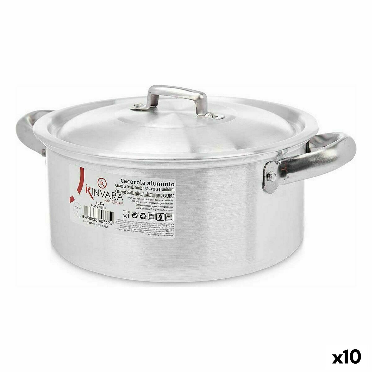 Casserole with lid Silver Aluminium (10 Units)