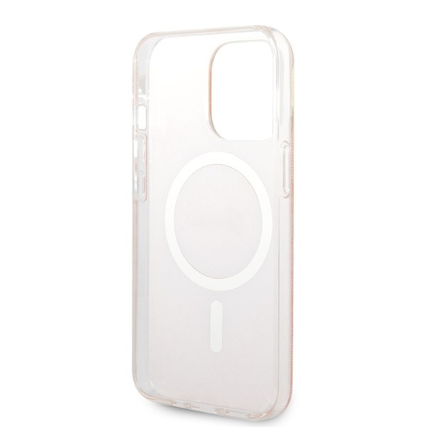 Guess GUBPP13LH4EACSP Case + Wireless Charger Apple iPhone 13 Pro pink hard case 4G Print MagSafe