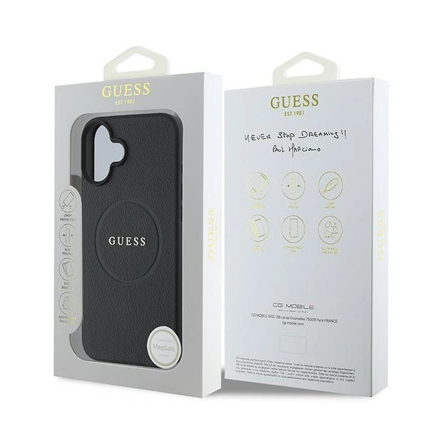 Case Guess GUHMP16MPGHSMMK Apple iPhone 16 Plus hardcase Grained Ring MagSafe black