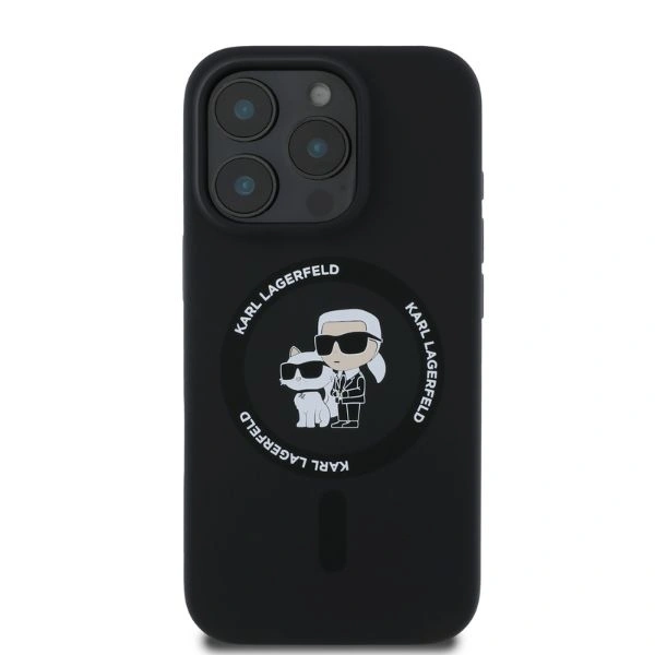 Case Karl Lagerfeld KLHMP16XSCMKCRHK Apple iPhone 16 Pro Max hardcase Silicone Karl&Choupette Heads Ring MagSafe black