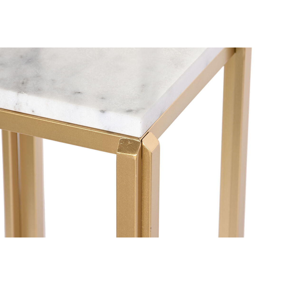 Set of 2 tables DKD Home Decor 33 x 33 x 70 cm Golden Metal White Marble