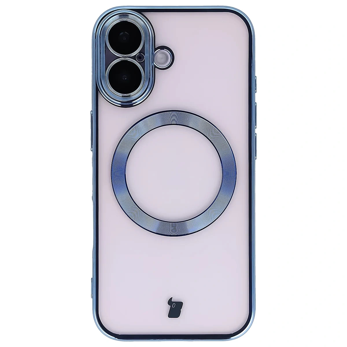 Etui z ochroną aparatu i pierścieniem magnetycznym Bizon Case GuardO do Apple iPhone 17, przezroczysto-niebieskie