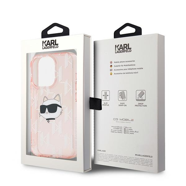 Karl Lagerfeld KLHCP15XHKLPCHP Apple iPhone 15 Pro Max hardcase IML Choupette Head & Monogram pink