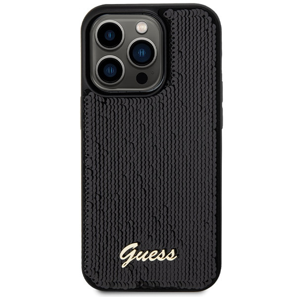 Guess GUHCP13XPSFDGSK Apple iPhone 13 Pro Max hardcase Sequin Script Metal black