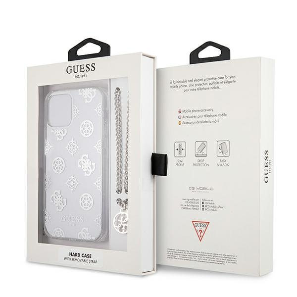 Guess GUHCP12LKSPESI Apple iPhone 12 Pro Max silver hardcase Peony Chain Collection