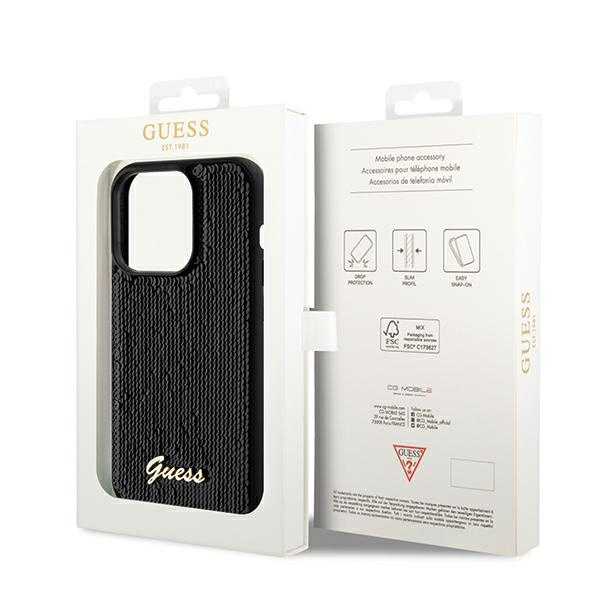 Guess GUHCP14LPSFDGSK Apple iPhone 14 Pro hardcase Sequin Script Metal black