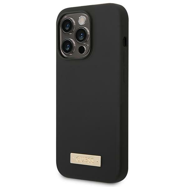 Guess GUHMP14XSBPLK Apple iPhone 14 Pro Max black hard case Silicone Logo Plate MagSafe