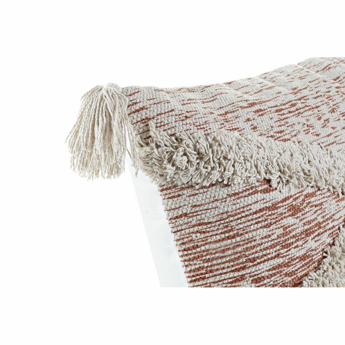 Cushion DKD Home Decor 60 x 10 x 30 cm Beige Orange Fringe