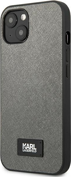 Karl Lagerfeld KLHCP13MSFMP2DG Apple iPhone 13 hardcase silver Saffiano Plaque