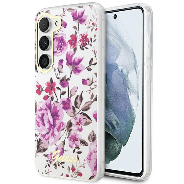 Guess GUHCS23SHCFWST Samsung Galaxy S23 white hardcase Flower Collection